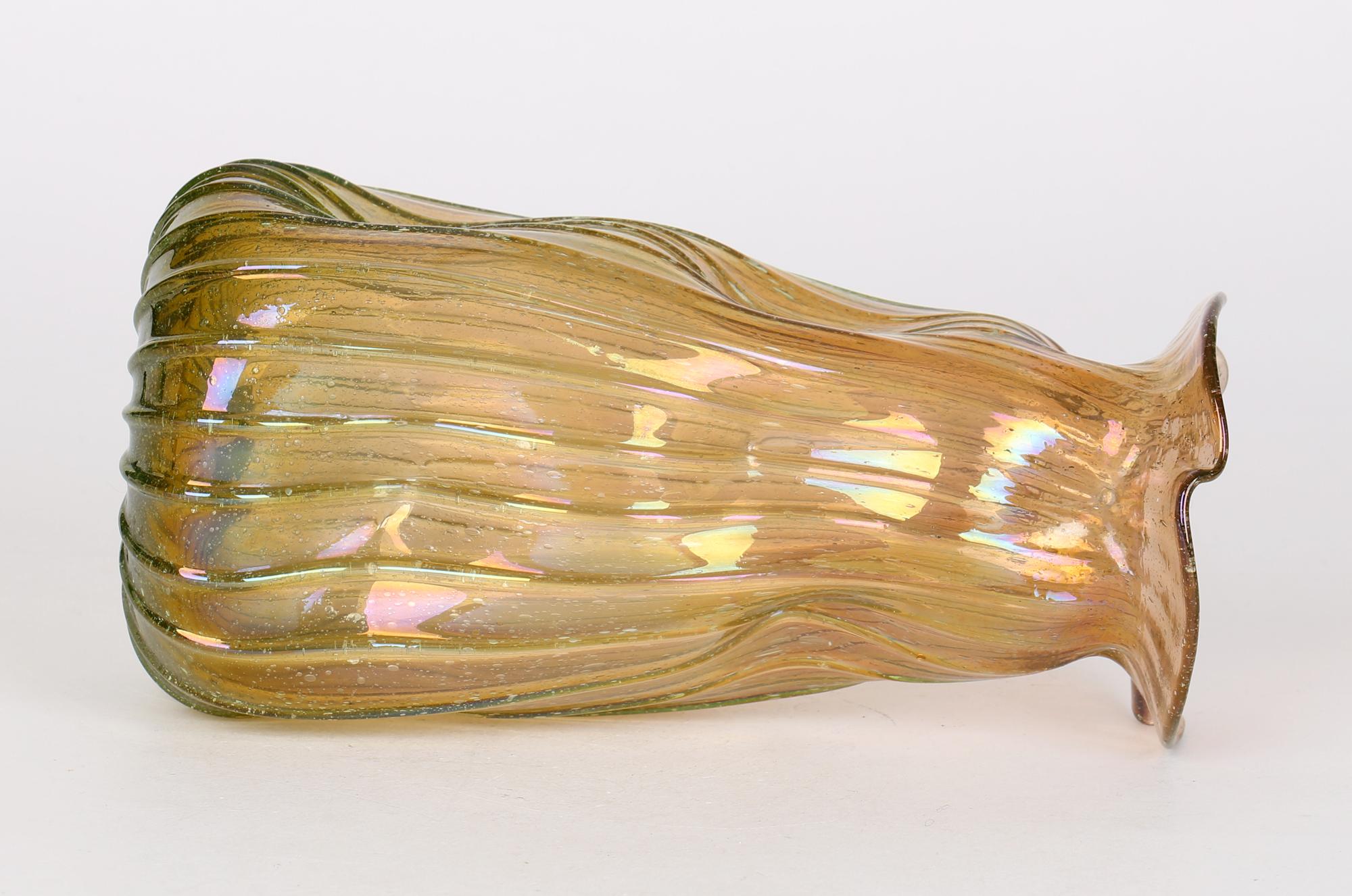 Late 19th Century Christopher Dresser for James Couper & Sons Clutha Glass Pinched Glass Vase