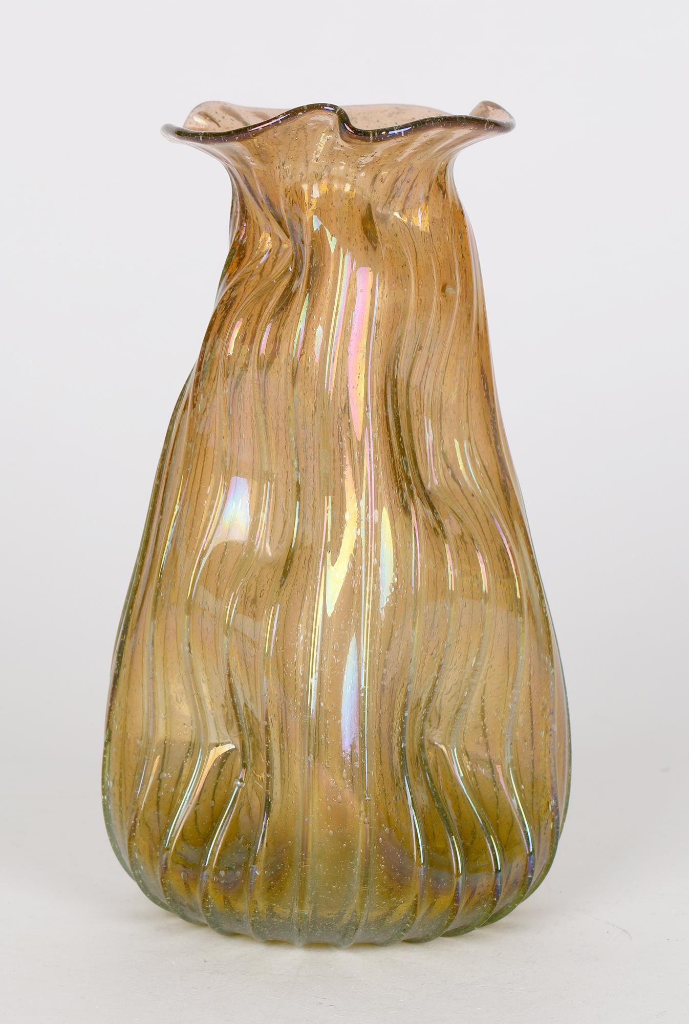 Christopher Dresser for James Couper & Sons Clutha Glass Pinched Glass Vase In Good Condition In Bishop's Stortford, Hertfordshire