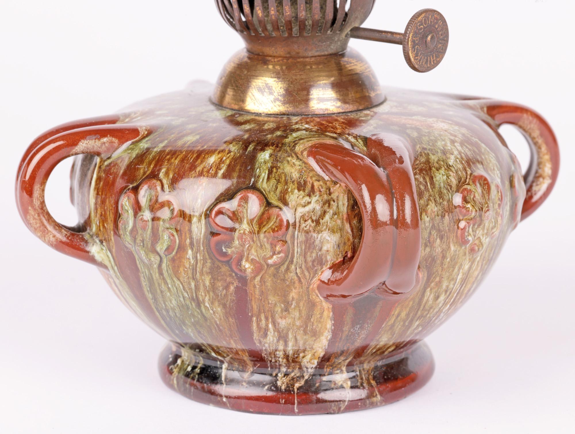 Christopher Dresser for Linthorpe Loop Handled Art Pottery Oil Lamp For Sale 6