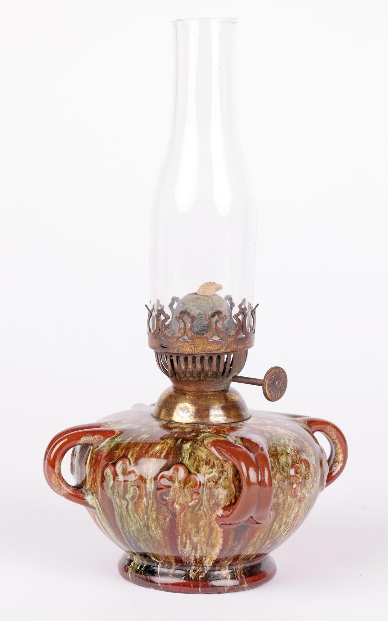 Christopher Dresser for Linthorpe Loop Handled Art Pottery Oil Lamp For Sale 10