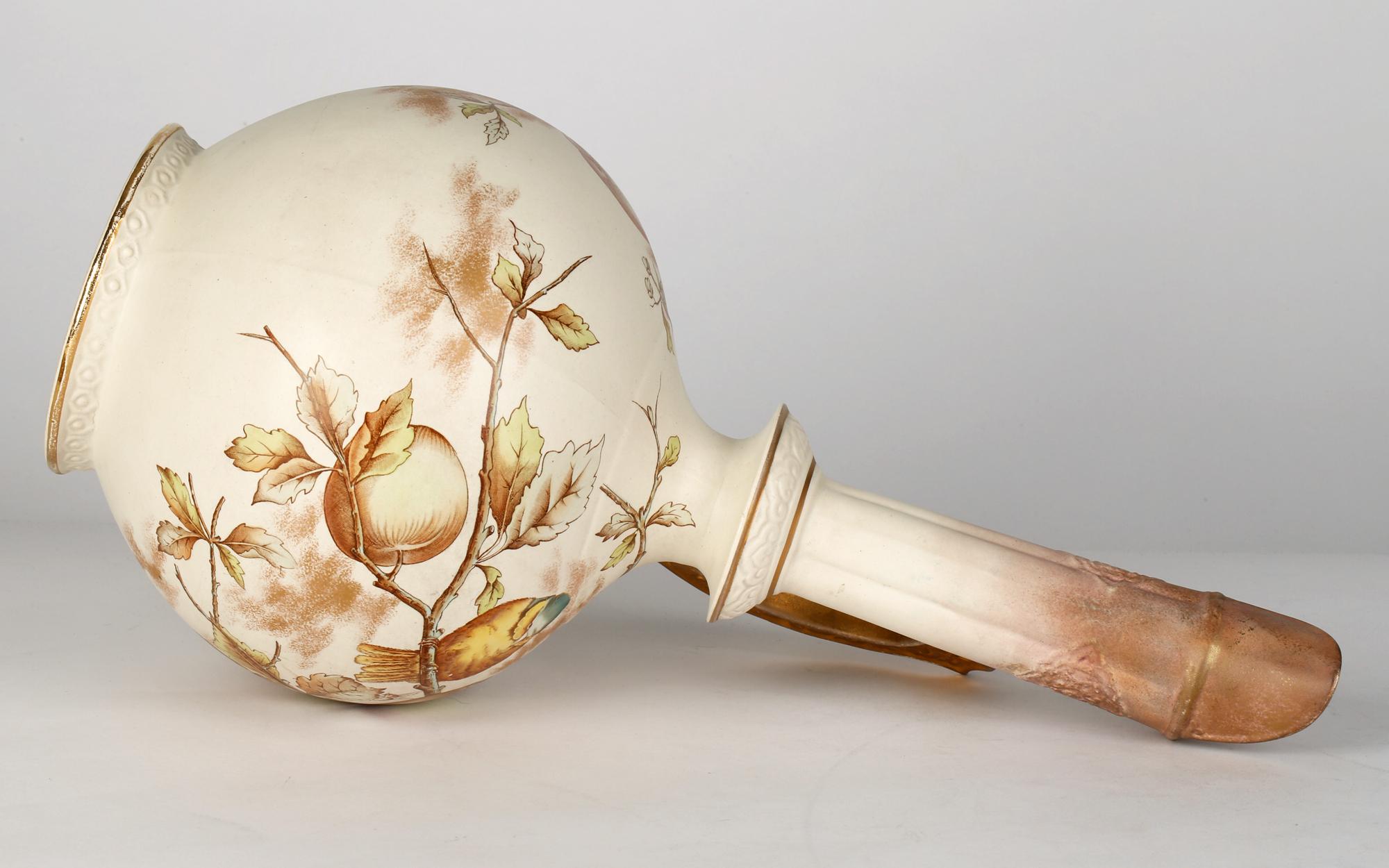 Christopher Dresser for Old Hall Aesthetic Movement Pottery Bird Painted Ewer For Sale 6