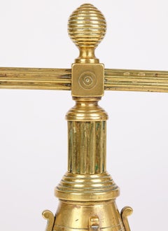 Christopher Dresser Hukin & Heath Aesthetic Movement Pair Brass Andirons