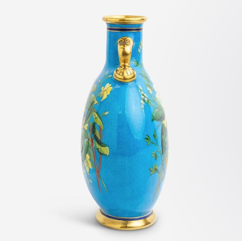 Hand-Painted Christopher Dresser Moon Flask Vase, circa 1870s For Sale