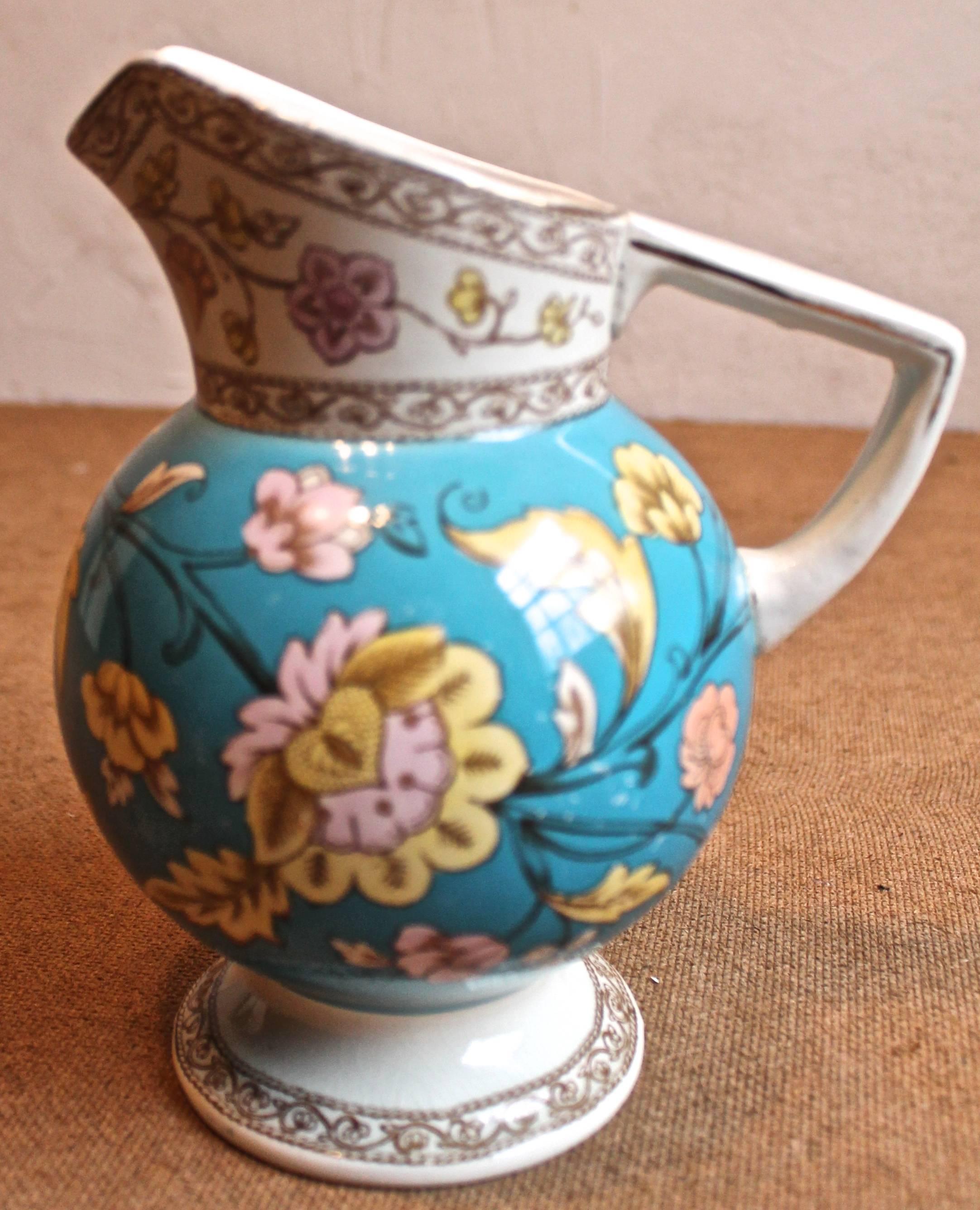 Beautiful example of an English Aesthetic Movement ceramic for Old Hall Earthenware Company Limited, c.1881.  A similar 'Indiana' pitcher Illustrated and discussed in 