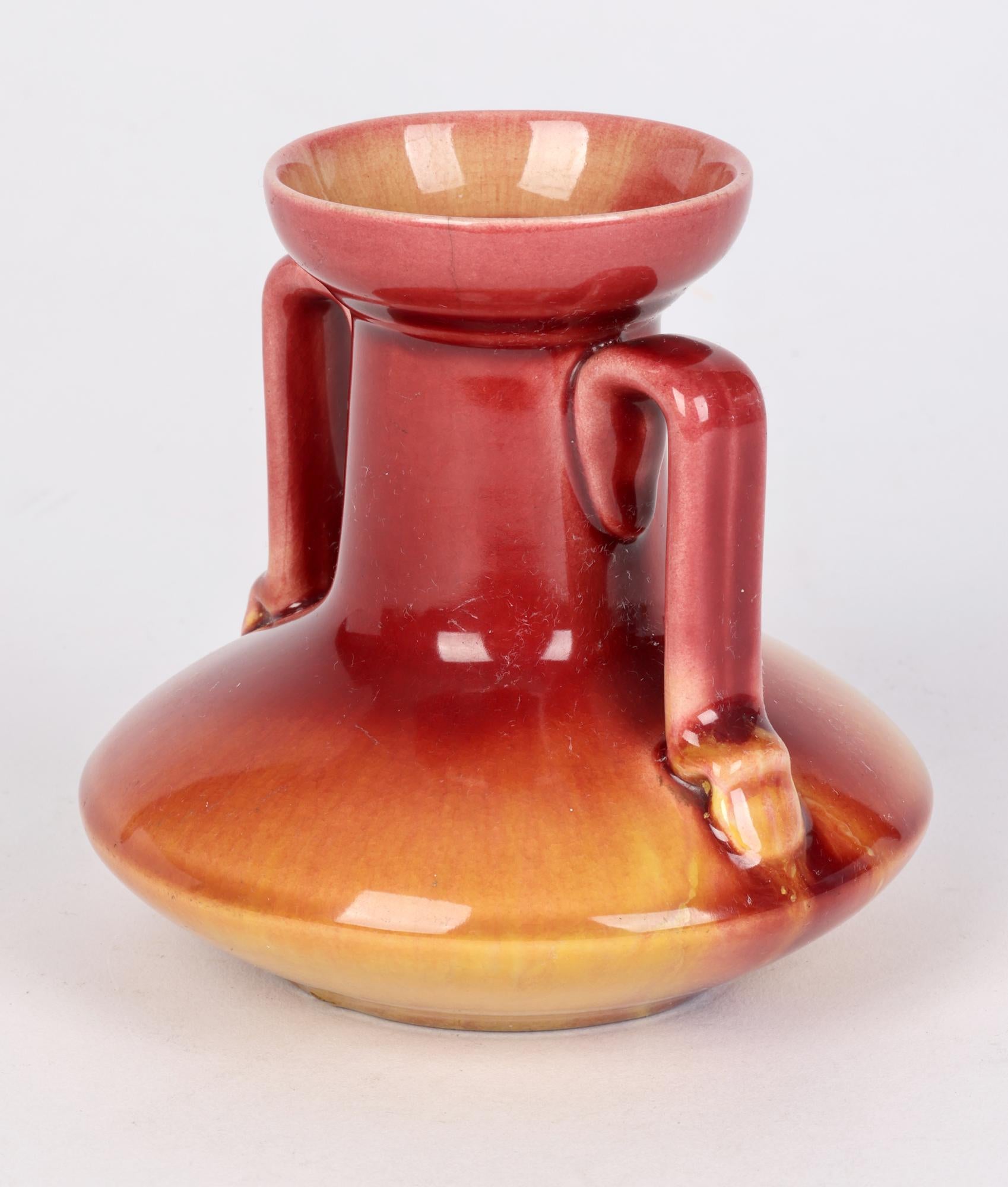 Christopher Dresser Twin Handled Linthorpe Flow Glazed Art Pottery Vase 4