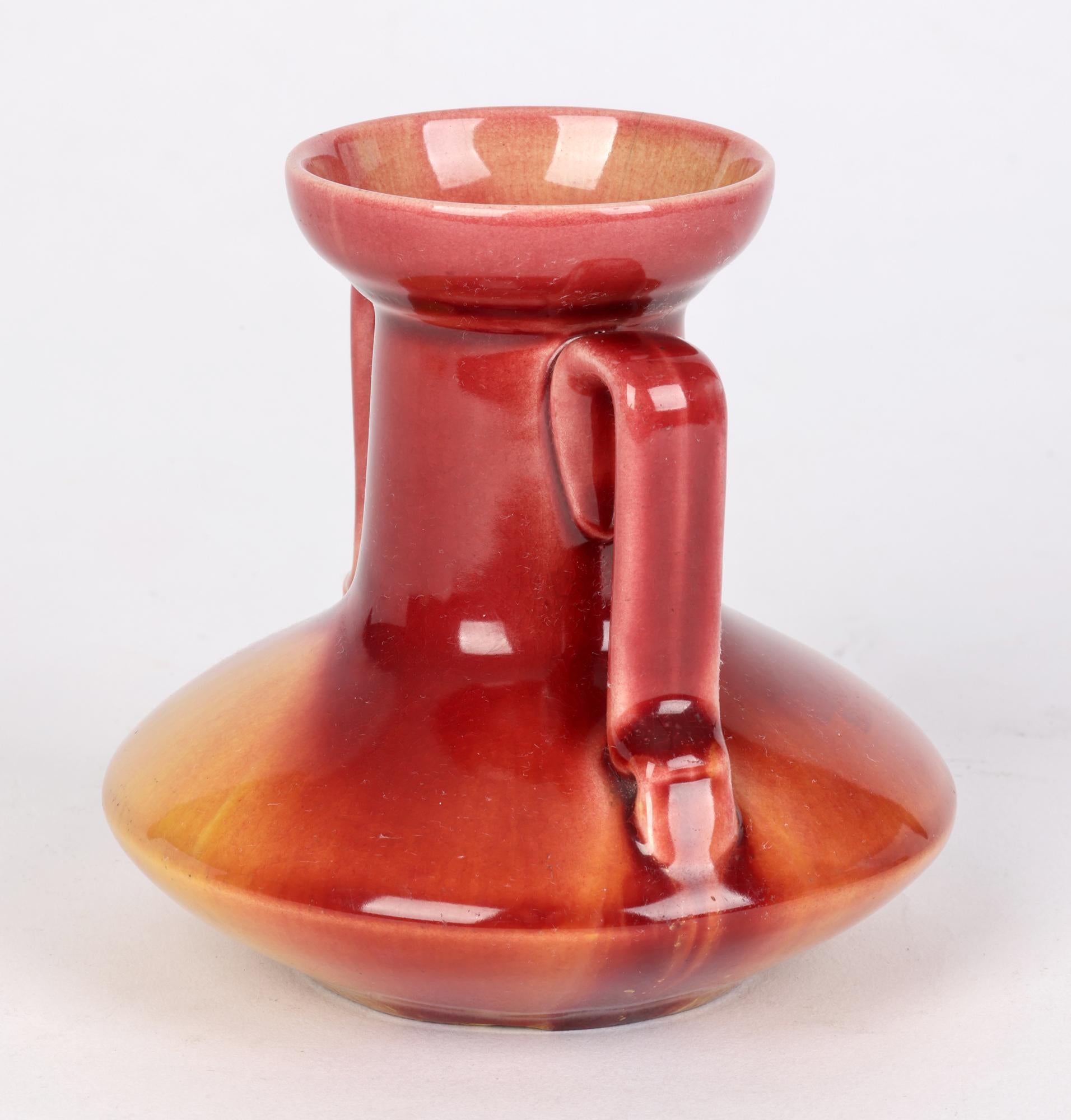 Christopher Dresser Twin Handled Linthorpe Flow Glazed Art Pottery Vase In Good Condition In Bishop's Stortford, Hertfordshire