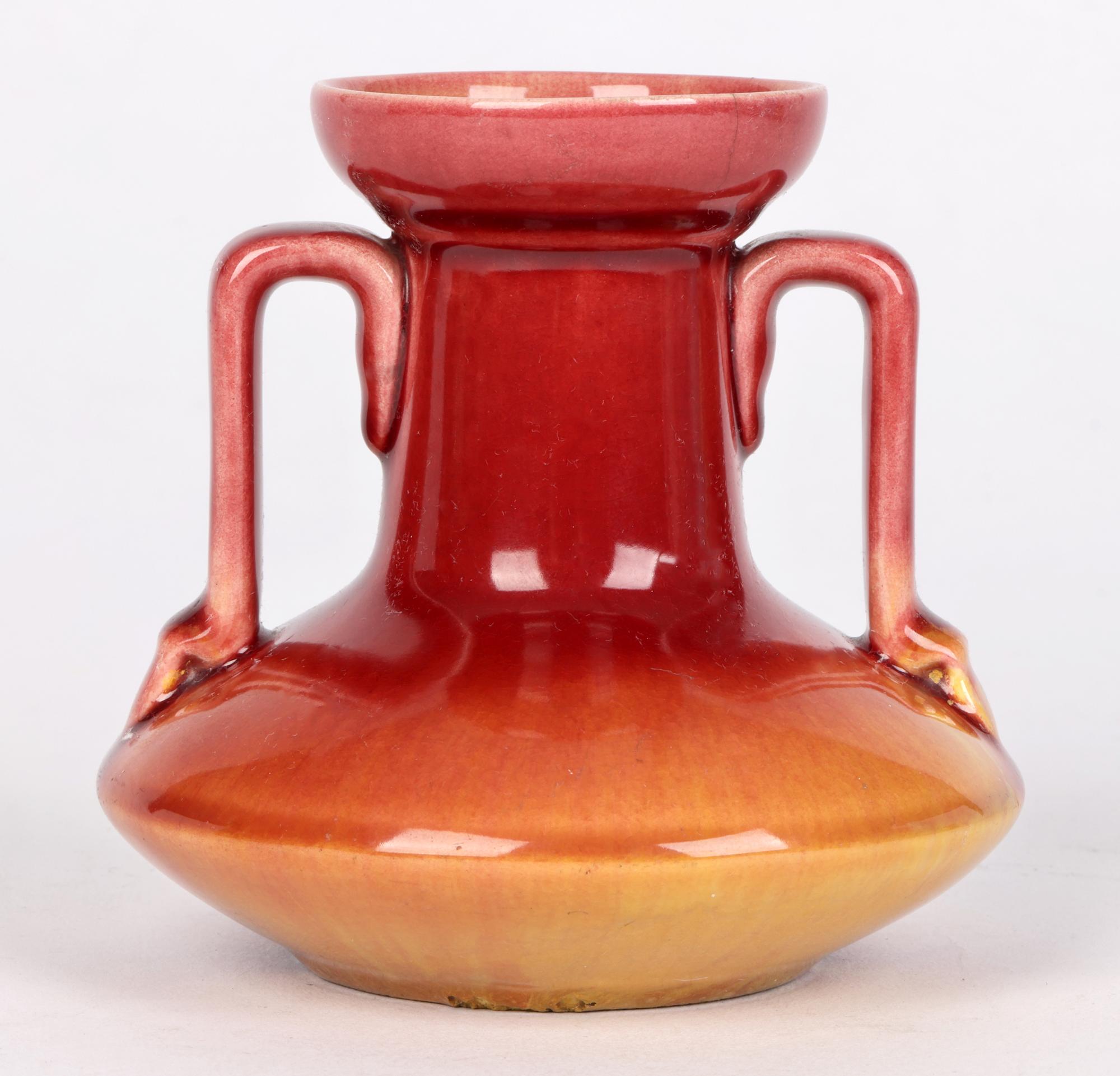 Christopher Dresser Twin Handled Linthorpe Flow Glazed Art Pottery Vase 2