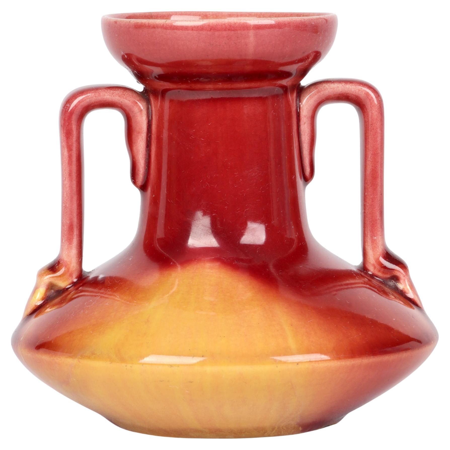 Christopher Dresser Twin Handled Linthorpe Flow Glazed Art Pottery Vase