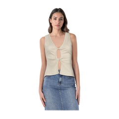 Christophe Esber - Canotta beige con ritaglio sul davanti taglia M.