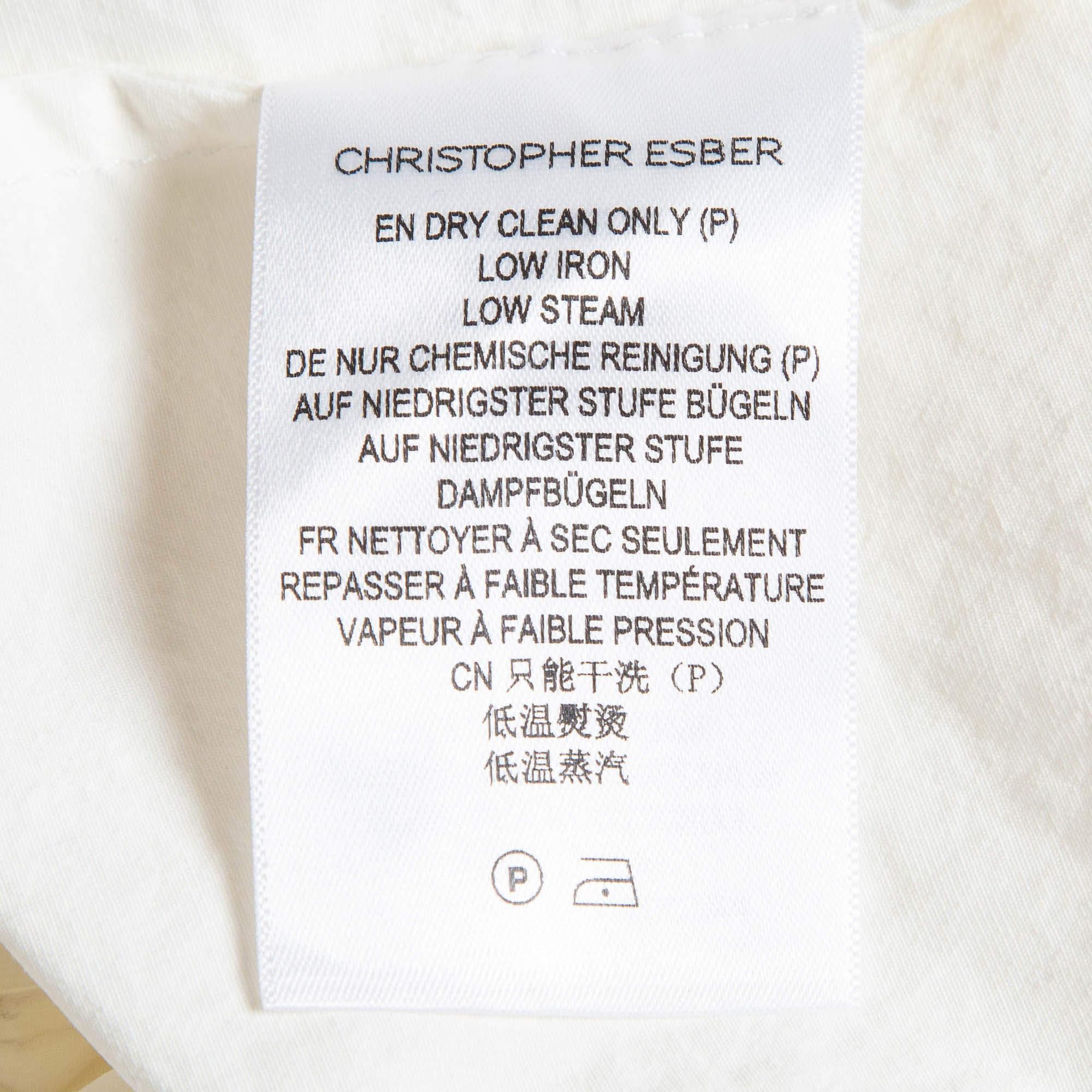 Christophe Esber Off White Vestito a conchiglia con increspature laterali XS 1