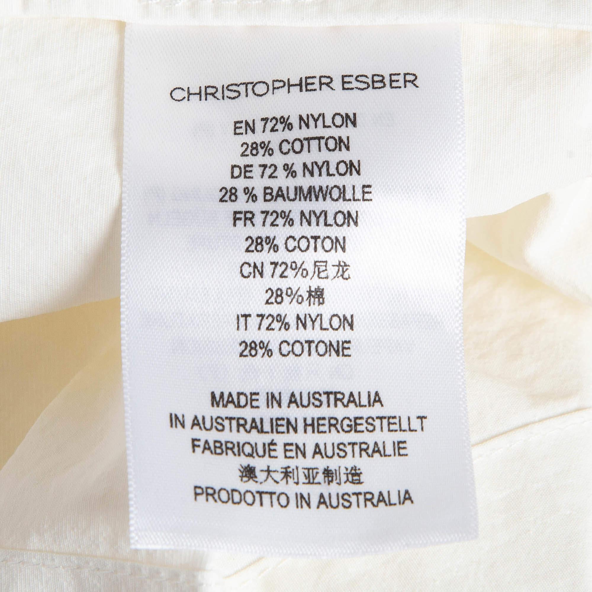 Christophe Esber Off White Vestito a conchiglia con increspature laterali XS 2
