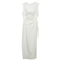 Christopher Esber Off White Ruched Side Laced Shell Dress XS