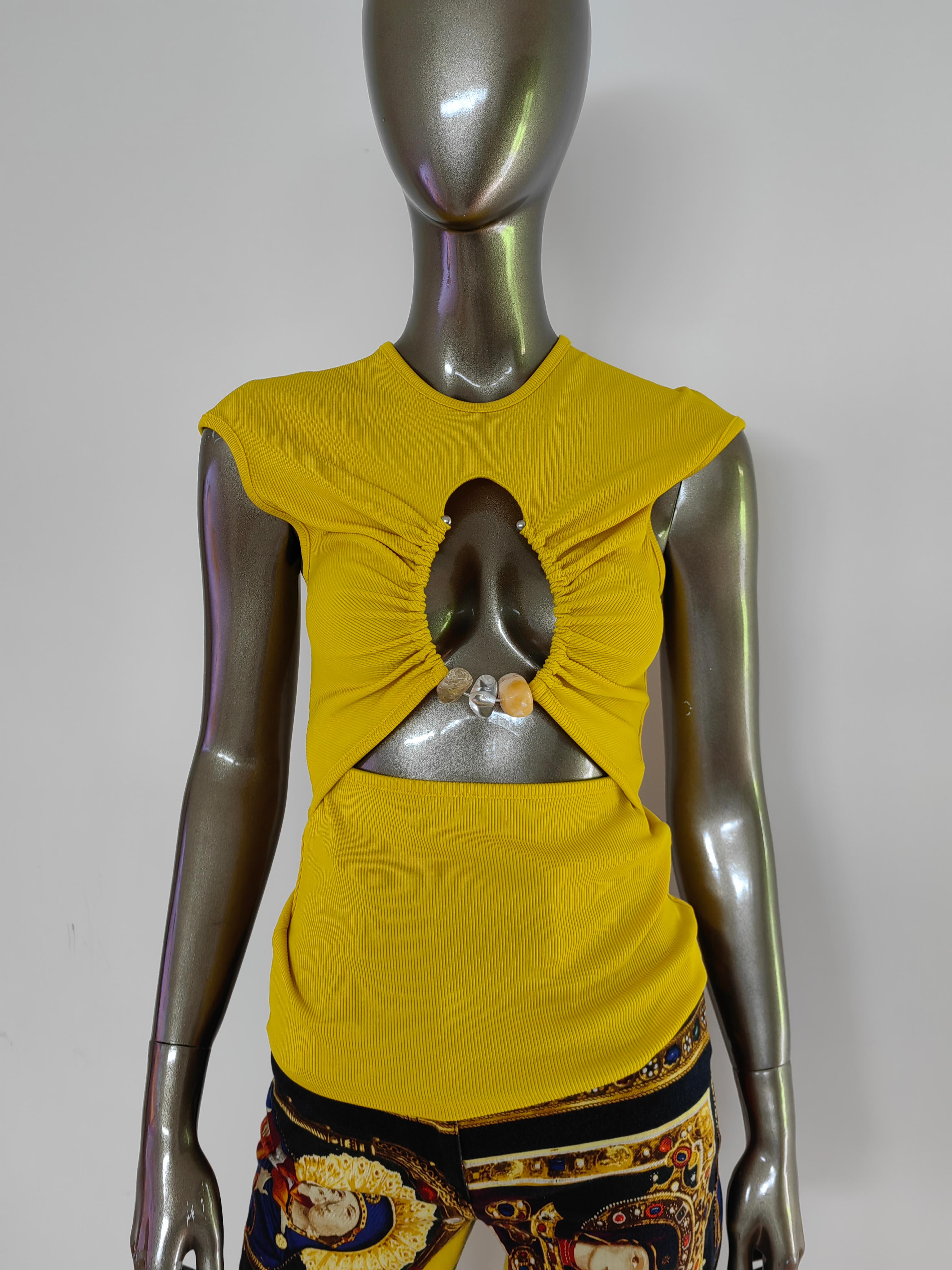 Women's Christopher Esber Quartz Ruched Top in Solace Cut Out Tee SZ AU 6 US 0