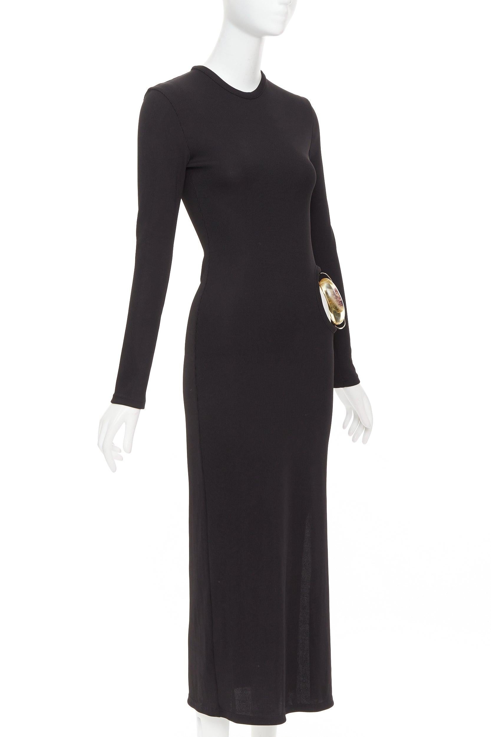 CHRISTOPHER ESBER gerippter Acryl-Kristall-Einsatz ausgeschnittenes Body Con Kleid UK6 XS (Schwarz) im Angebot