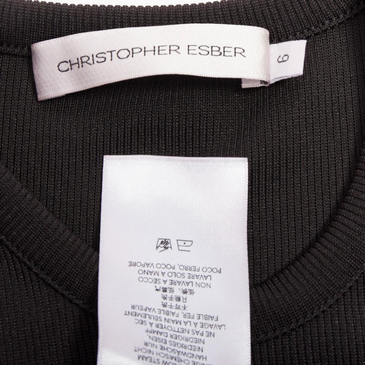 CHRISTOPHER ESBER gerippter Acryl-Kristall-Einsatz ausgeschnittenes Body Con Kleid UK6 XS im Angebot 3