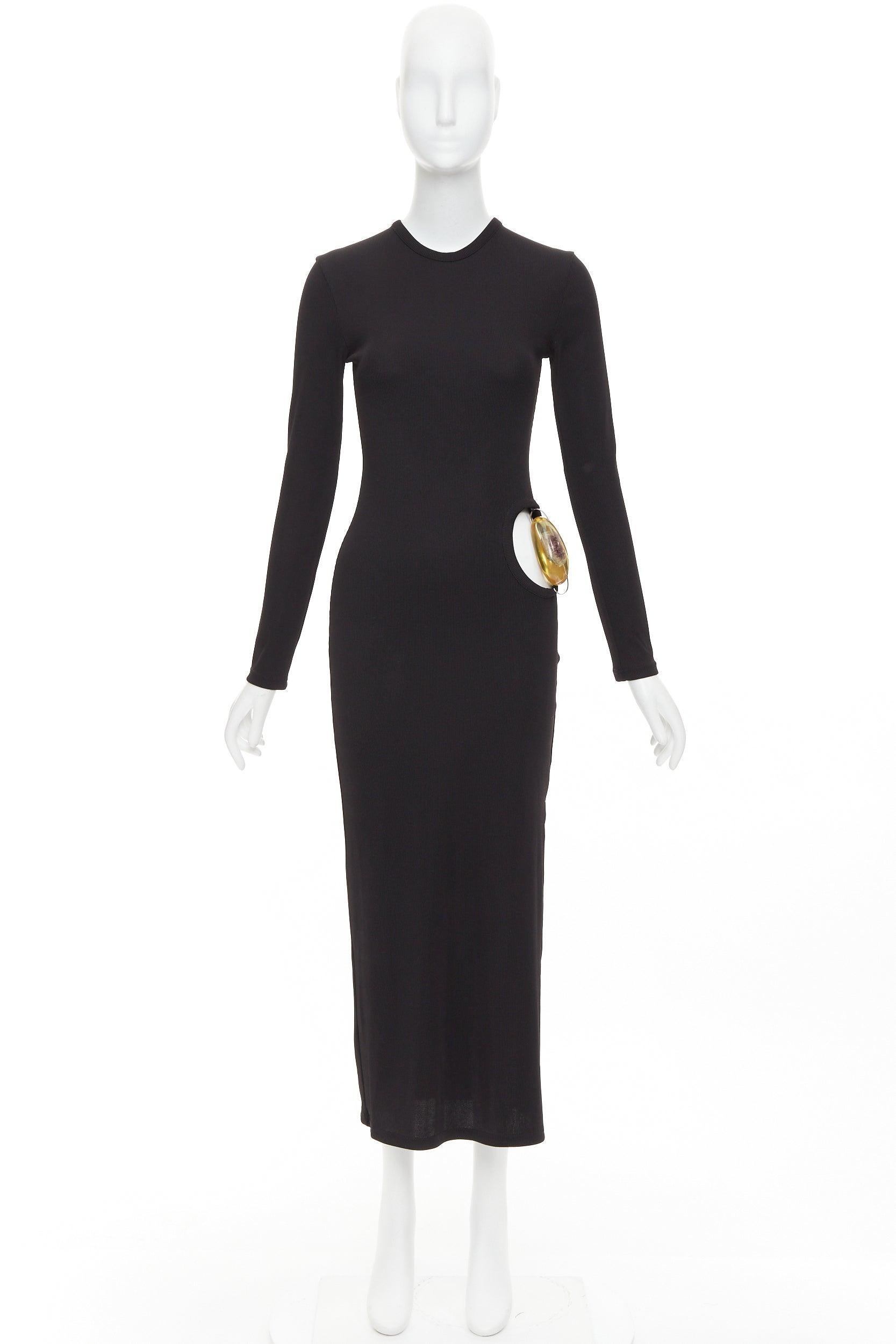 CHRISTOPHER ESBER gerippter Acryl-Kristall-Einsatz ausgeschnittenes Body Con Kleid UK6 XS im Angebot 4