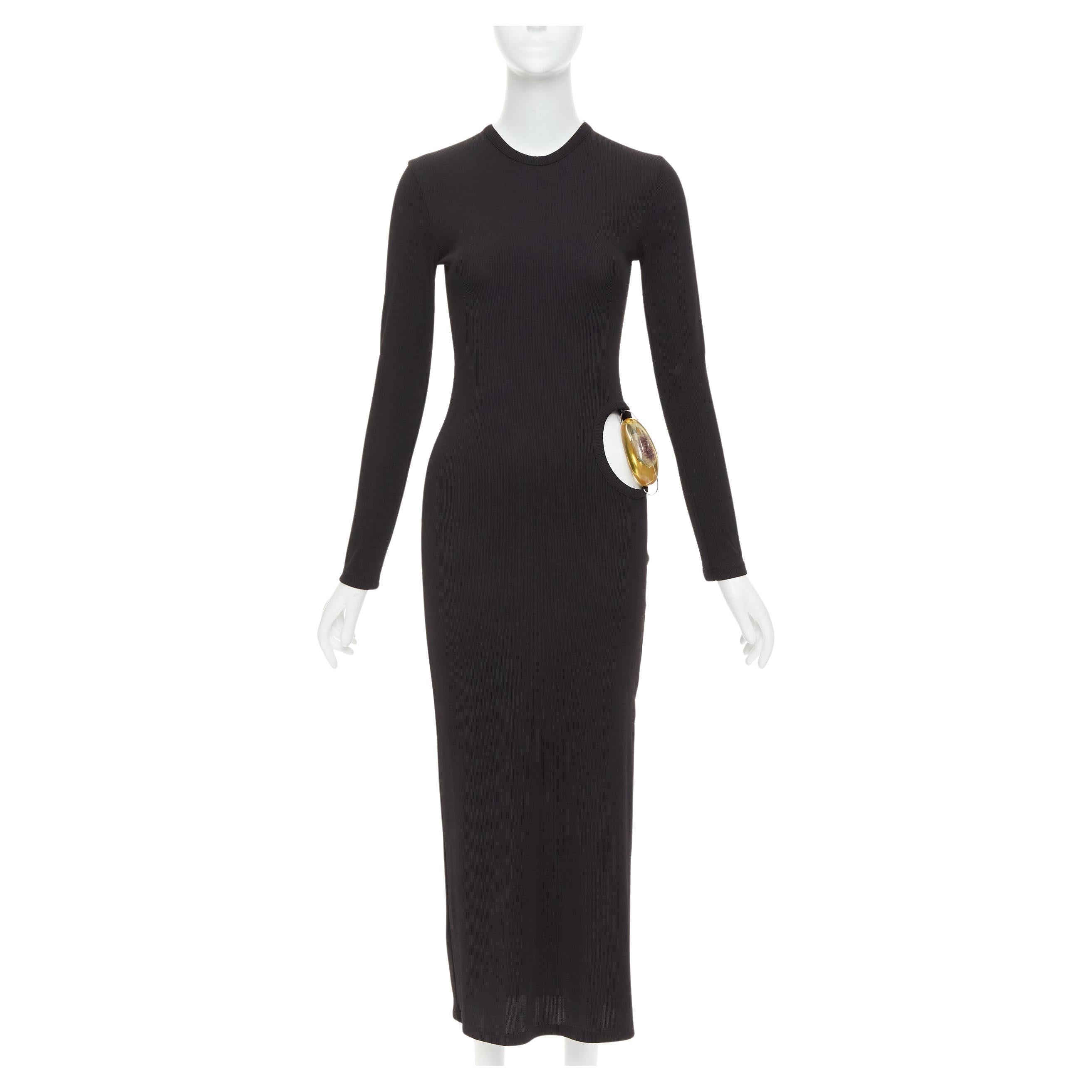 CHRISTOPHER ESBER gerippter Acryl-Kristall-Einsatz ausgeschnittenes Body Con Kleid UK6 XS im Angebot