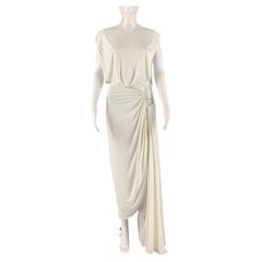 CHRISTOPHER ESBER Size 6 White Viscose Draped Long Dress