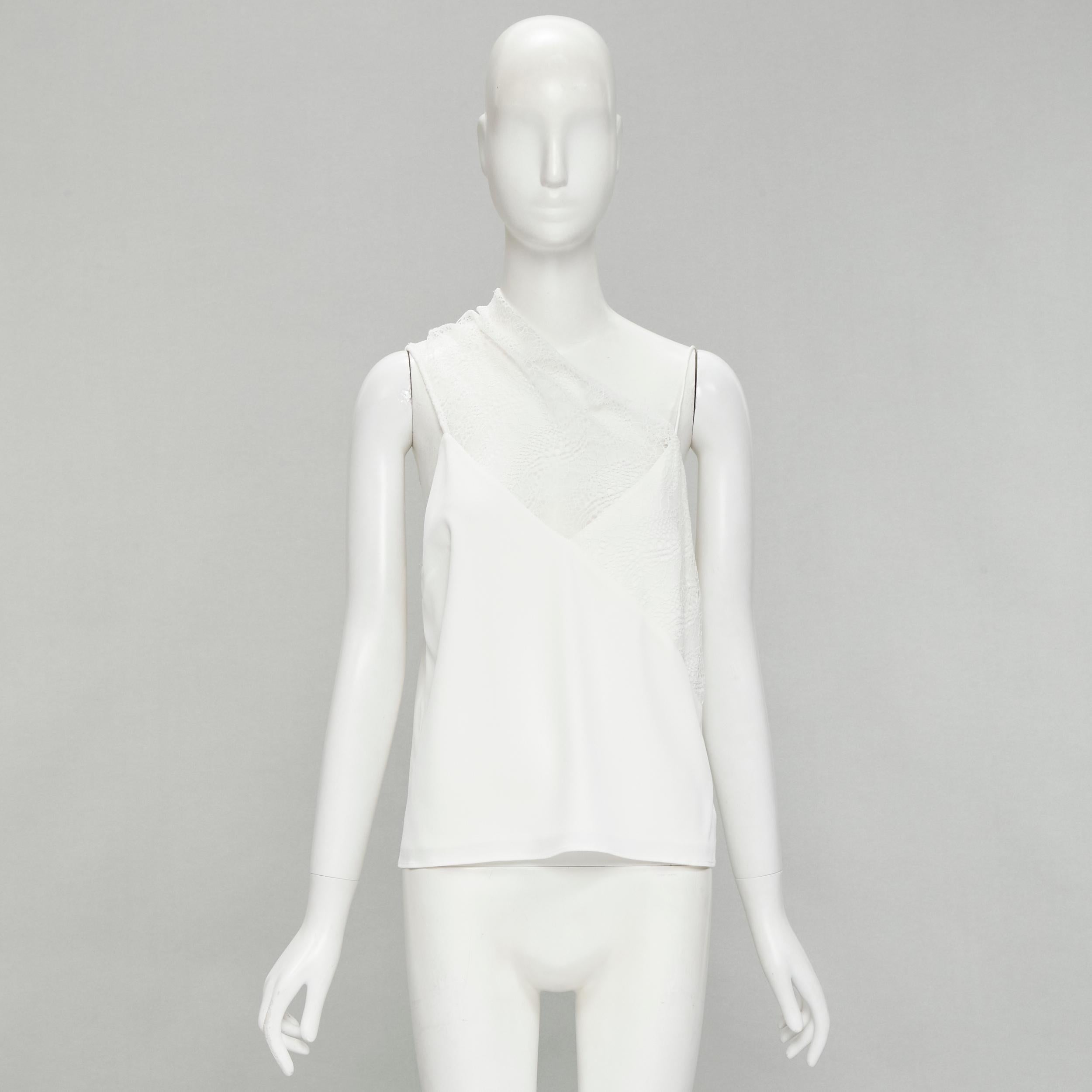 CHRISTOPHER ESBER white asymmetric lace trim camisole slip top UK10 M For Sale 4