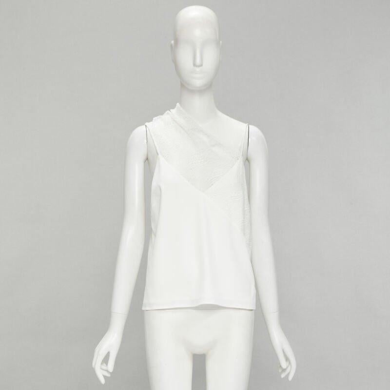 CHRISTOPHER ESBER white asymmetric lace trim camisole slip top UK10 M For Sale 5