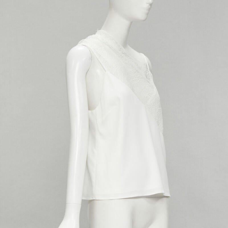 Gray CHRISTOPHER ESBER white asymmetric lace trim camisole slip top UK10 M For Sale