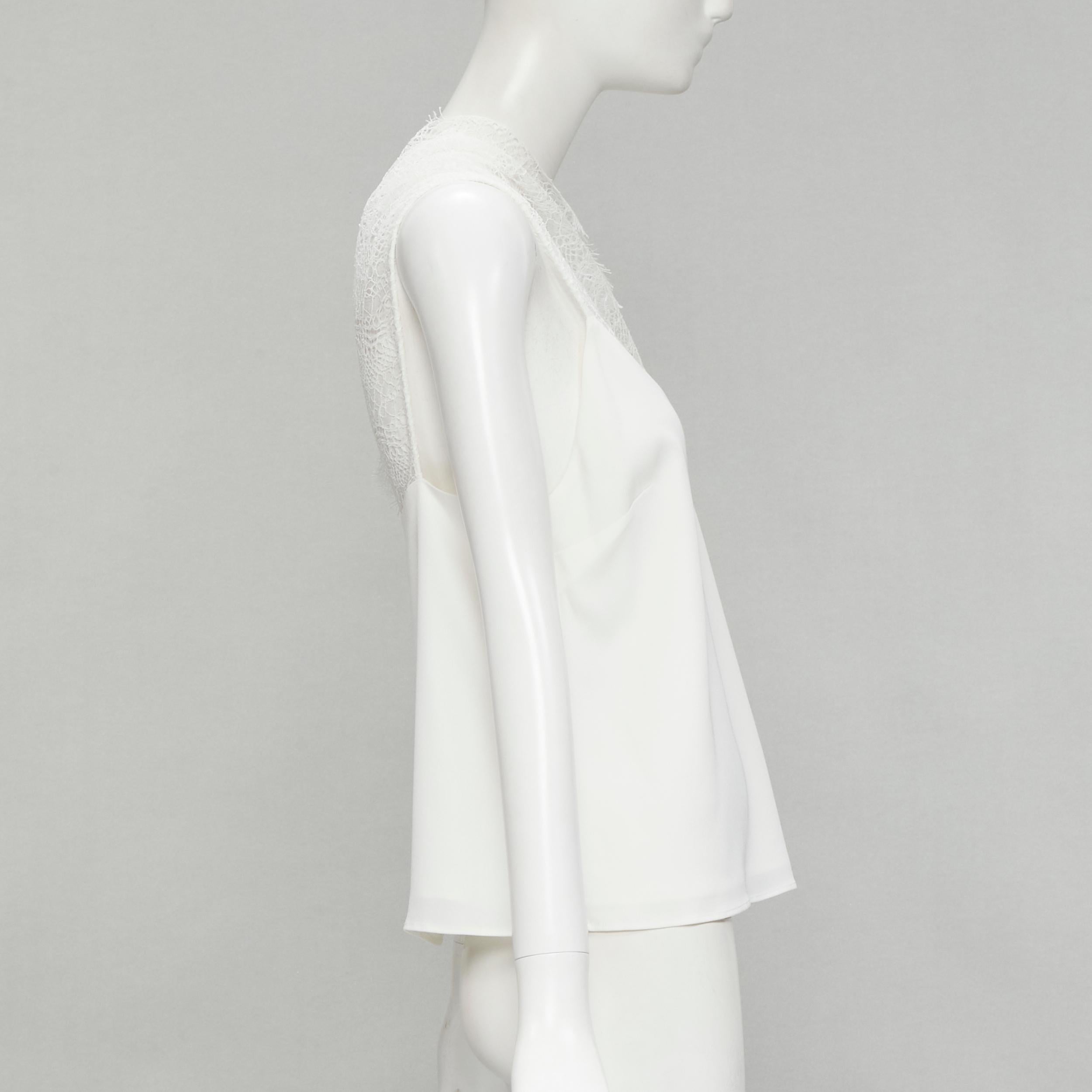 Gray CHRISTOPHER ESBER white asymmetric lace trim camisole slip top UK10 M For Sale
