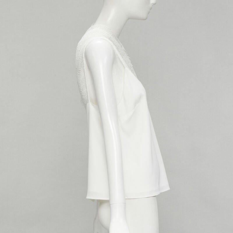 CHRISTOPHER ESBER white asymmetric lace trim camisole slip top UK10 M In Excellent Condition For Sale In Hong Kong, NT