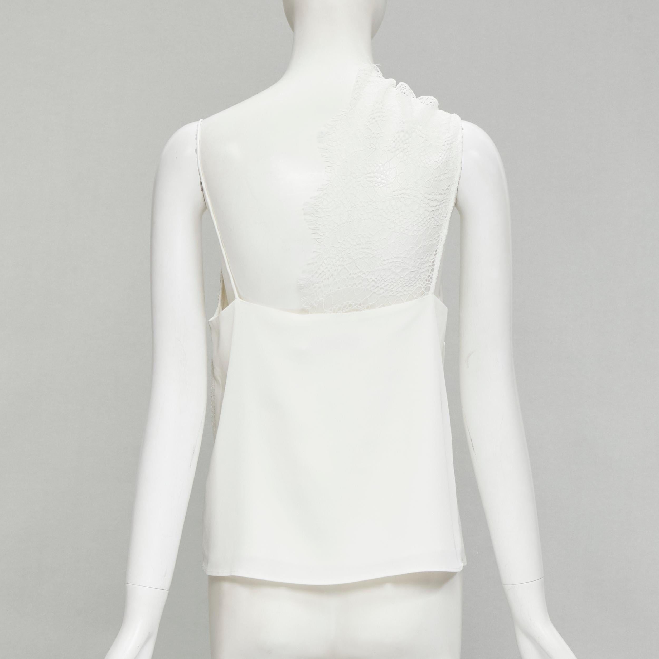 CHRISTOPHER ESBER white asymmetric lace trim camisole slip top UK10 M In Excellent Condition For Sale In Hong Kong, NT