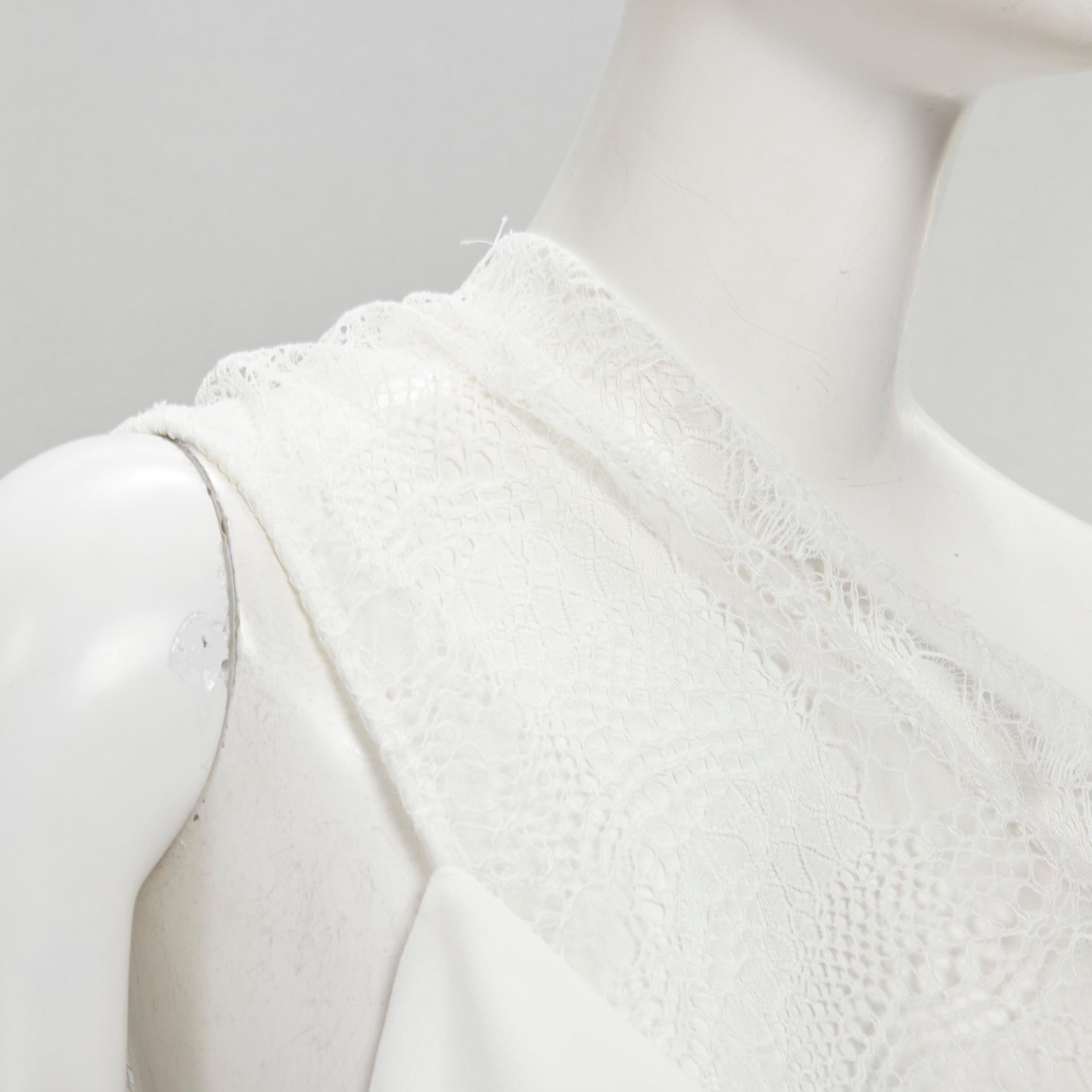 CHRISTOPHER ESBER white asymmetric lace trim camisole slip top UK10 M For Sale 1