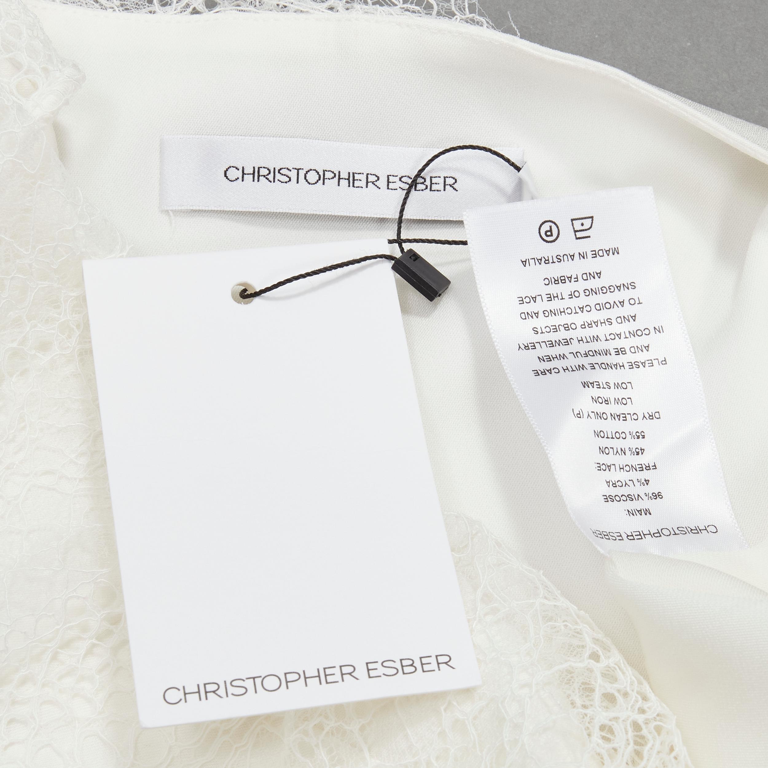 CHRISTOPHER ESBER white asymmetric lace trim camisole slip top UK10 M For Sale 3