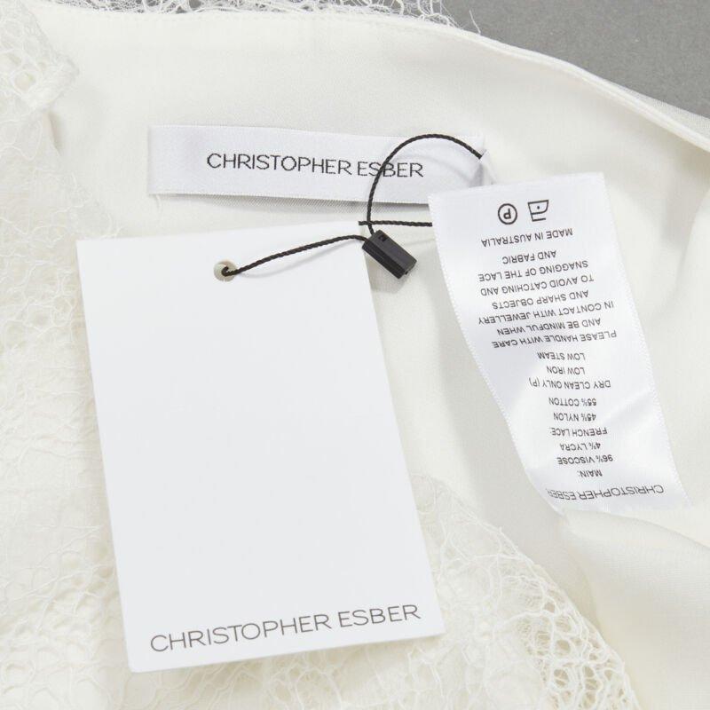 CHRISTOPHER ESBER white asymmetric lace trim camisole slip top UK10 M For Sale 4