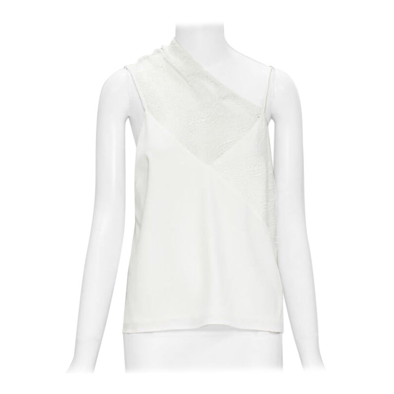 CHRISTOPHER ESBER white asymmetric lace trim camisole slip top UK10 M