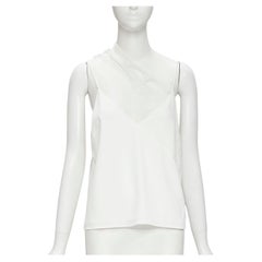 CHRISTOPHER ESBER Weißer asymmetrischer Camisole-Schlicker mit Spitzenbesatz UK10 M