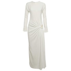 Christopher Esber White Crepe Cut-Out Twisted Long Sleeve Maxi Dress M