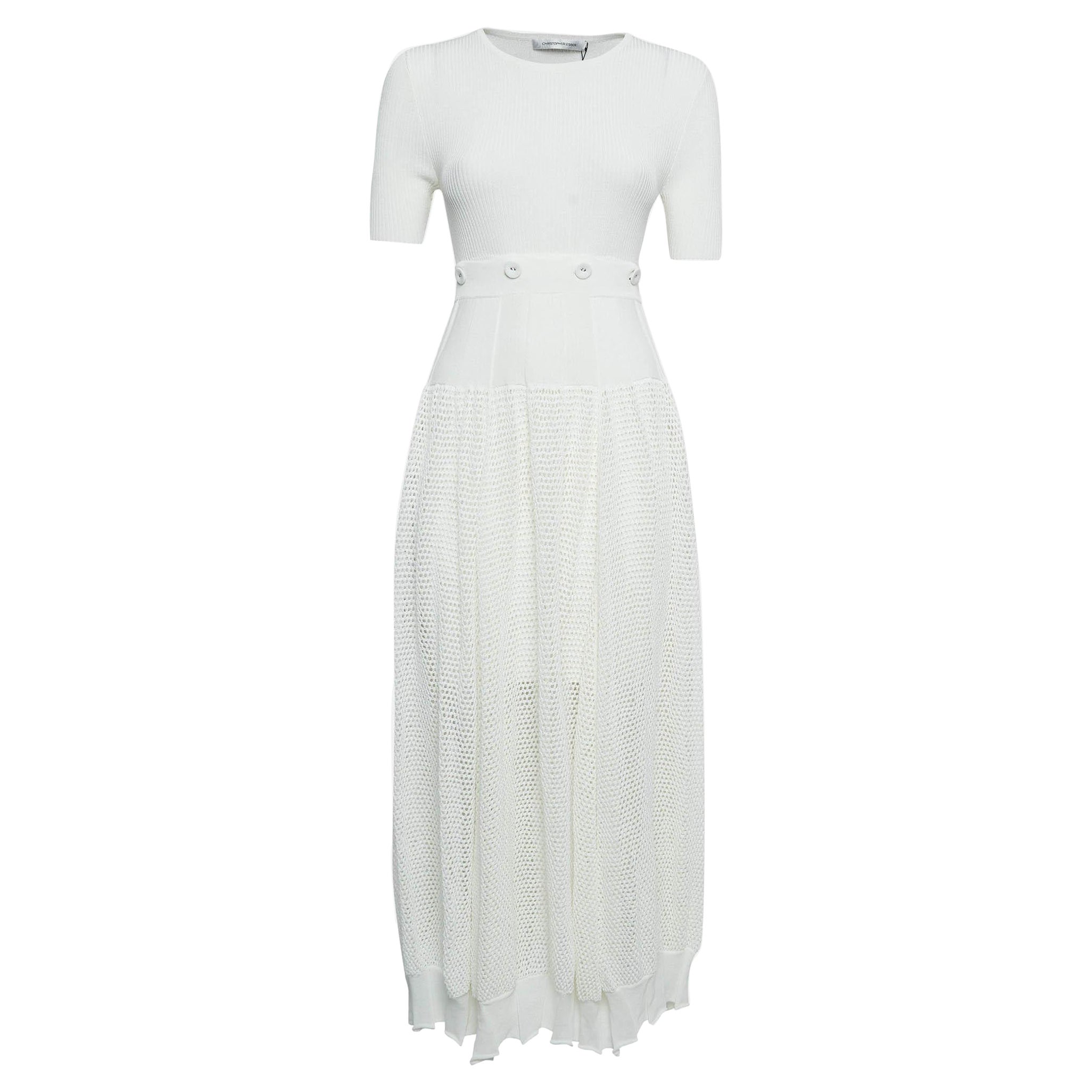 Christopher Esber White Deconstruct Cocoon Mesh Tee Dress S