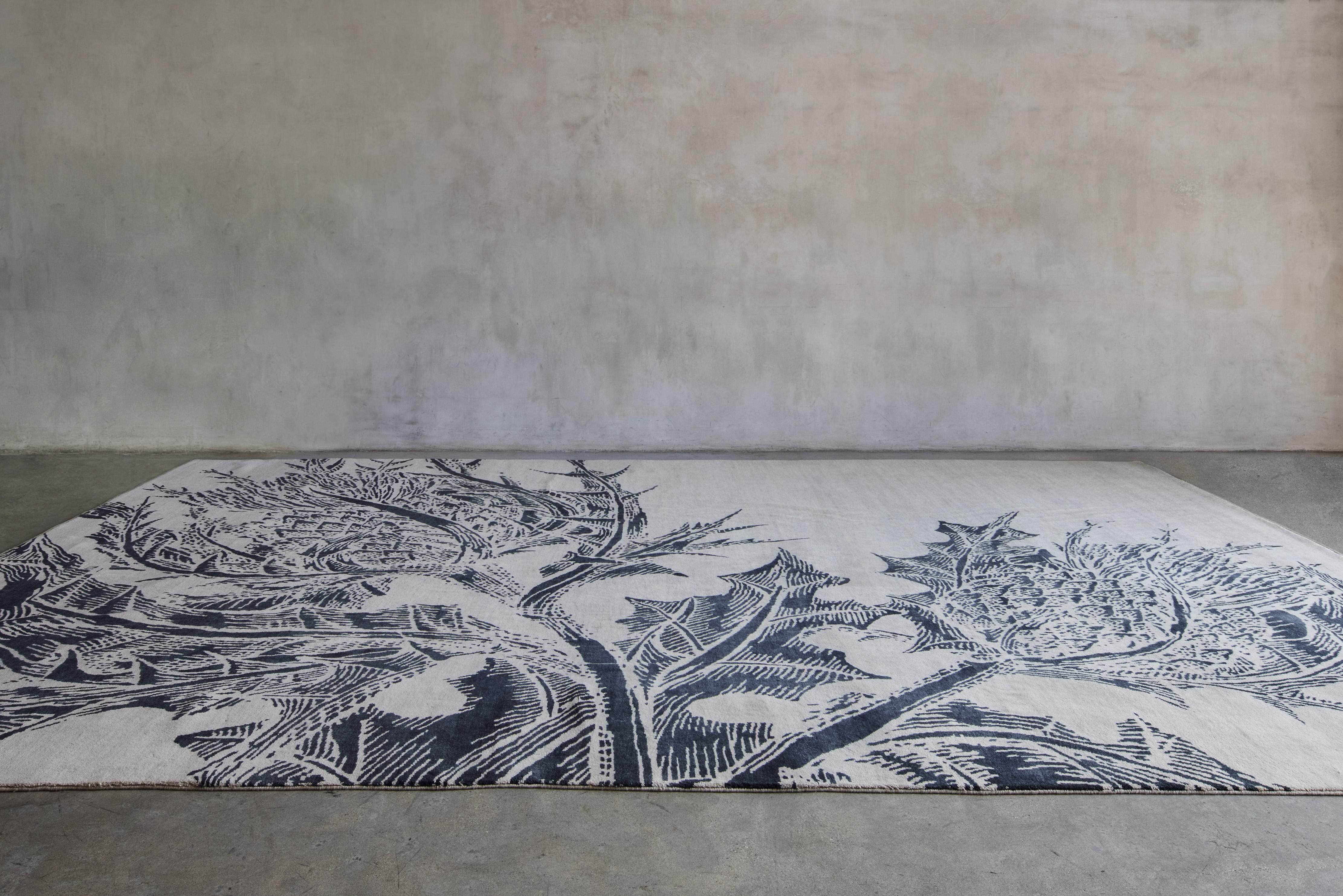Hand Knotted Handspun Wool Rug by Timorous Beasties for Christopher Farr. Thistle Grey 11'10