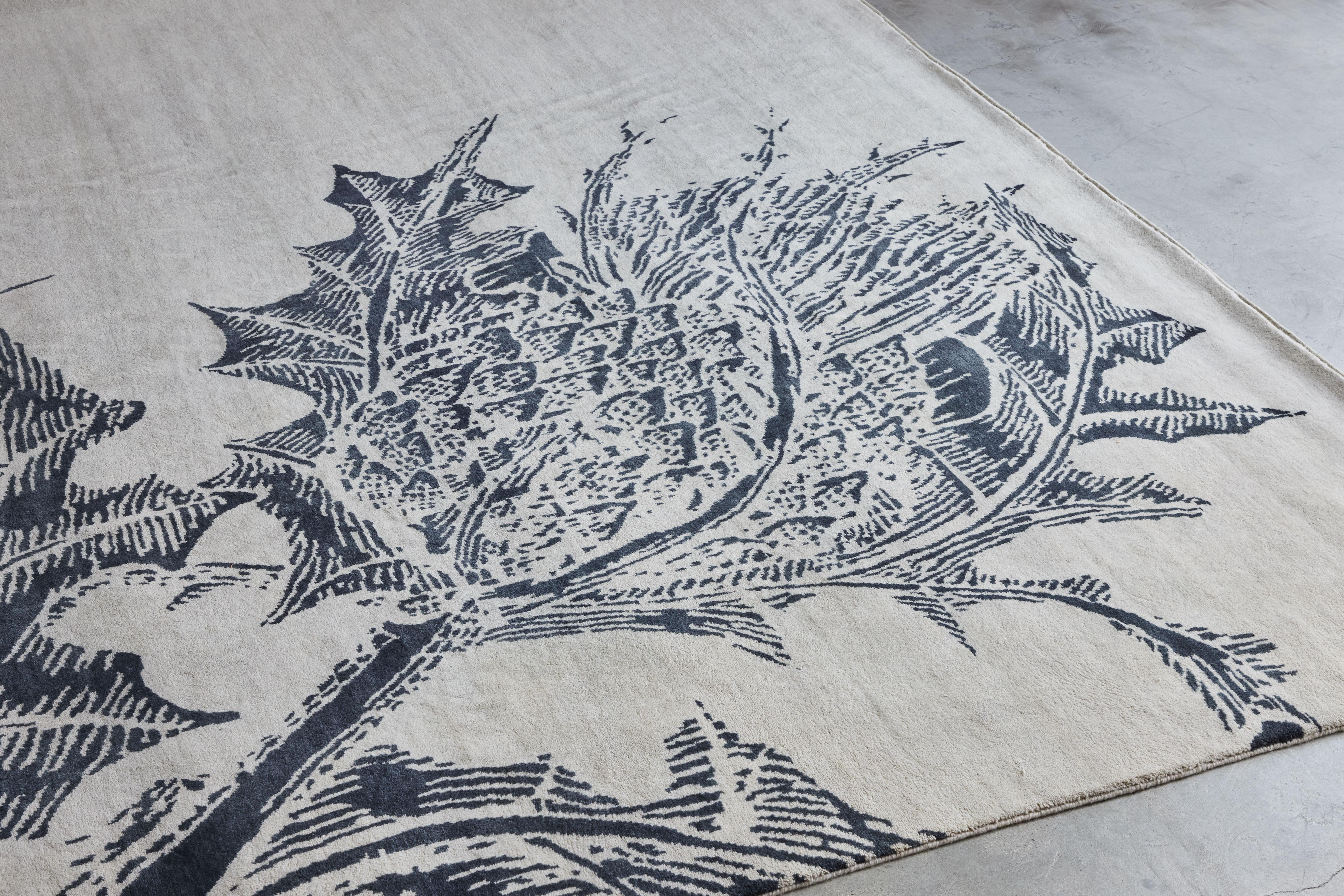 Indian Christopher Farr - Hand Knotted Handspun Wool Rug - Thistle Grey 11'10