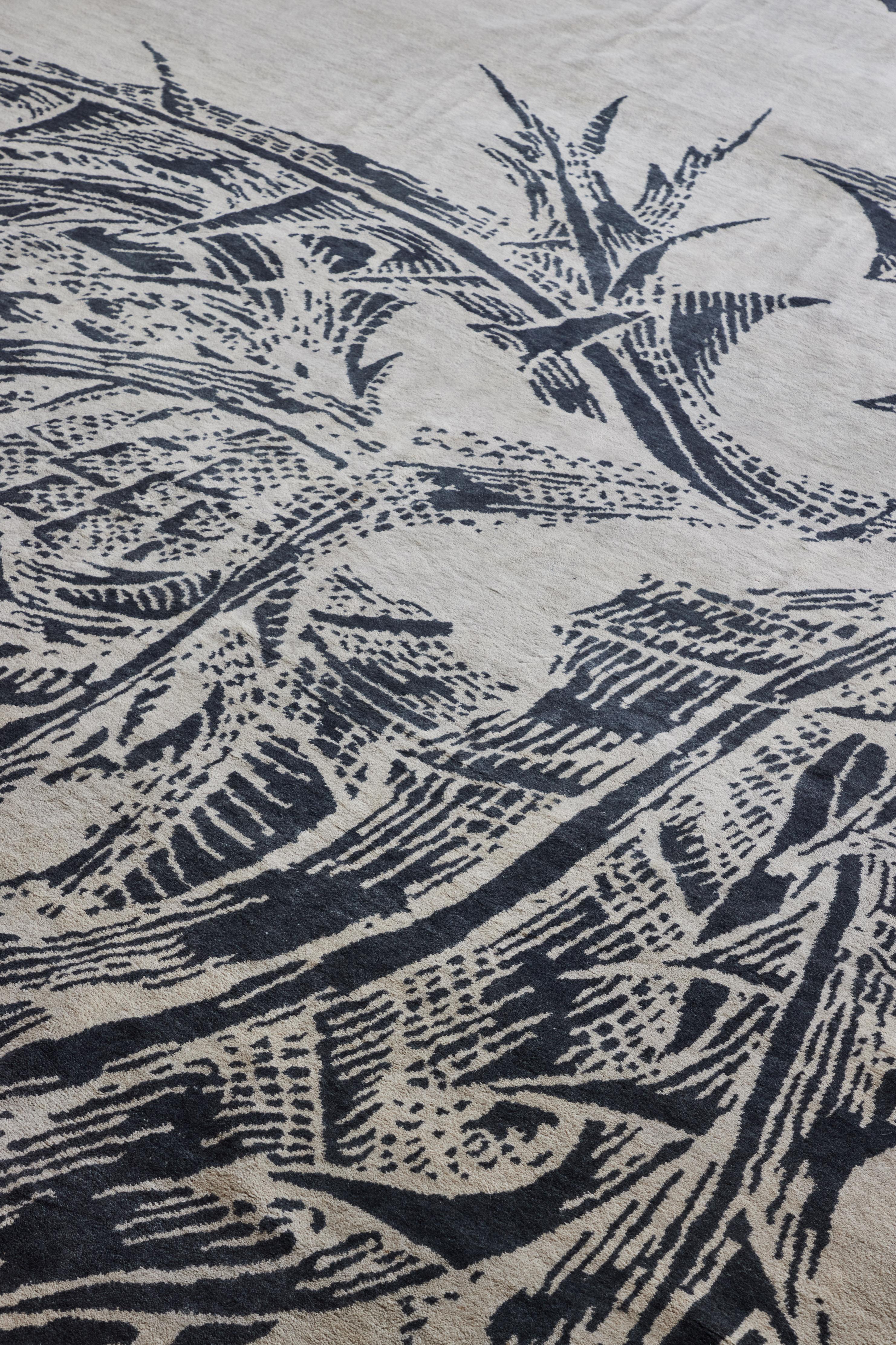 Hand-Knotted Christopher Farr - Hand Knotted Handspun Wool Rug - Thistle Grey 11'10