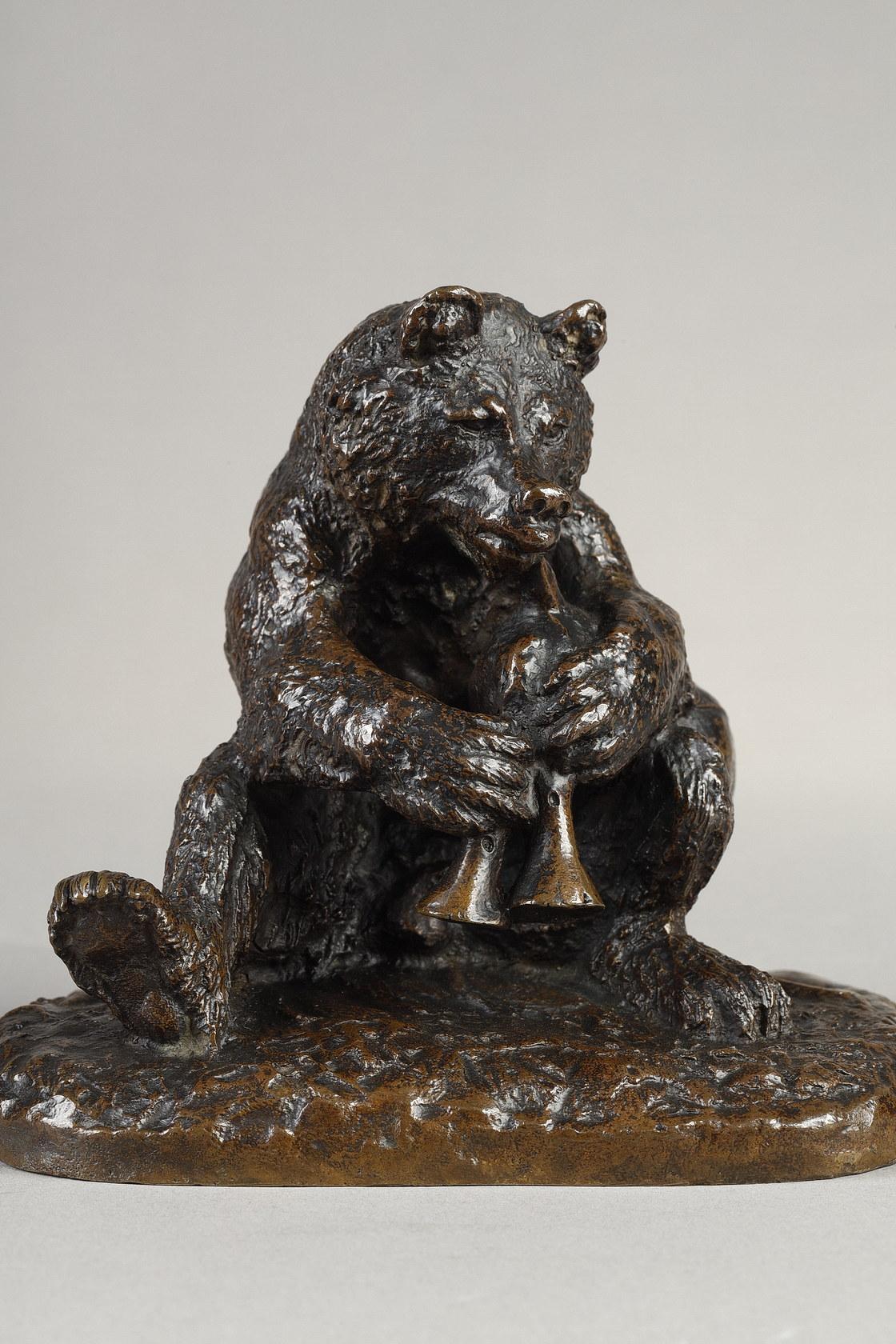 Bear Bagpiper - French School Sculpture by Christopher Fratin