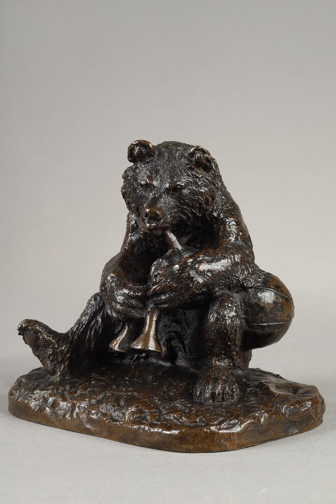 Christopher Fratin Figurative Sculpture - Bear Bagpiper