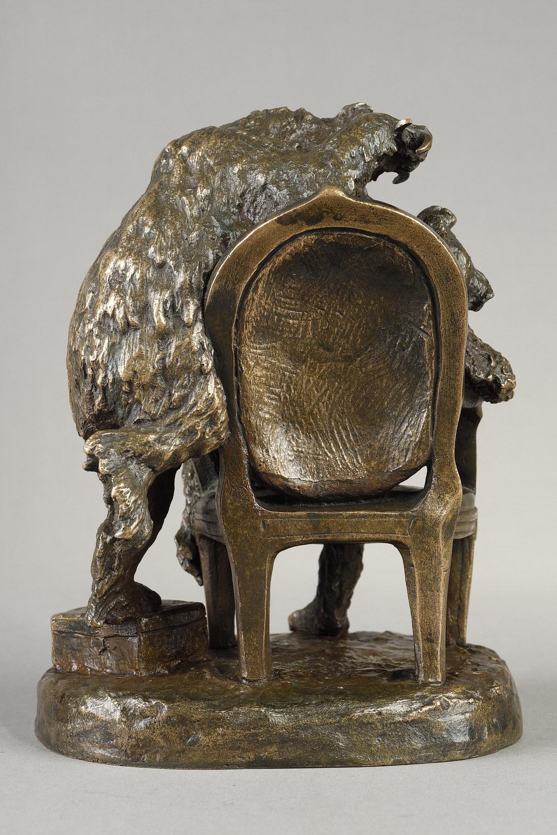 Dentiste de l'ours
par Christophe FRATIN (1801-1864)

Bronze à patine ancienne dorée et brun clair nuancée
Signé sur la base 
