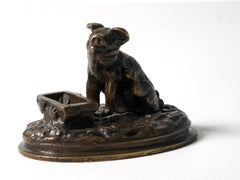 Cochon devant une mangeoire, figurine en bronze de Christophe Fratin 19e siècle