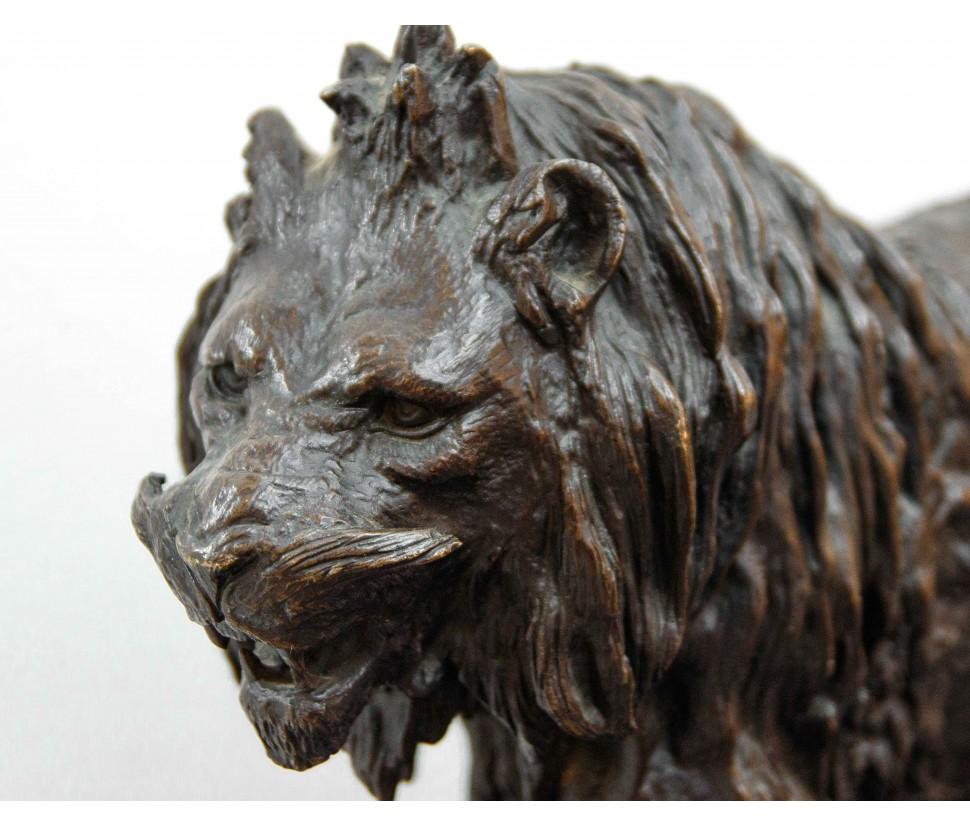 Por Christophe Fratin, león al acecho - Sculpture Otro estilo de arte de Christopher Fratin