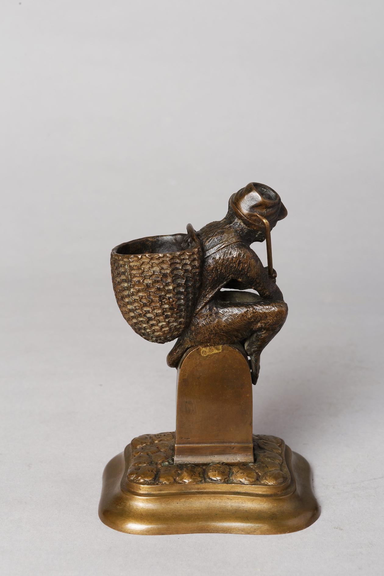 Monkey Match Holder - French School Sculpture by Christopher Fratin