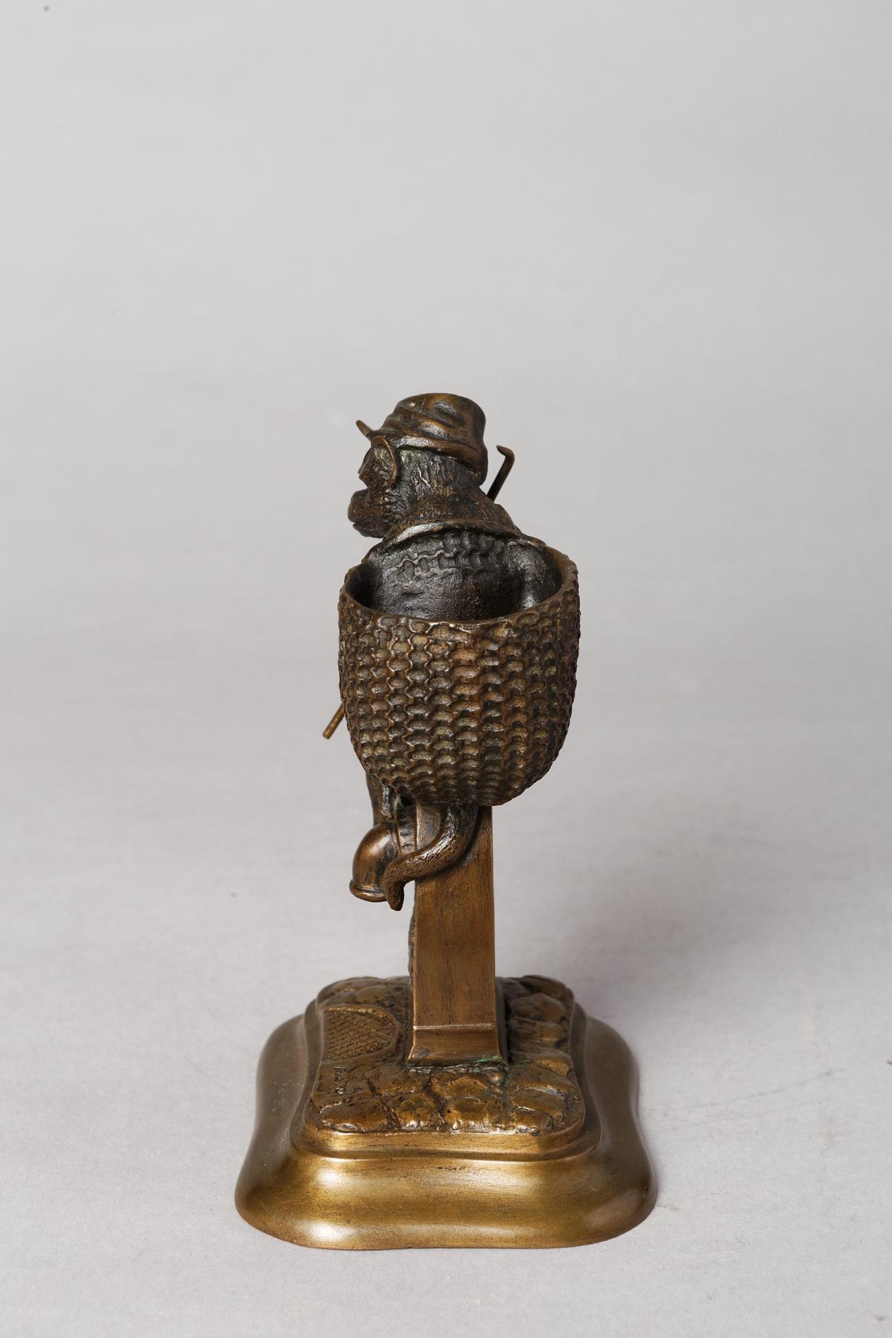 Monkey Match Holder - Gold Figurative Sculpture by Christopher Fratin