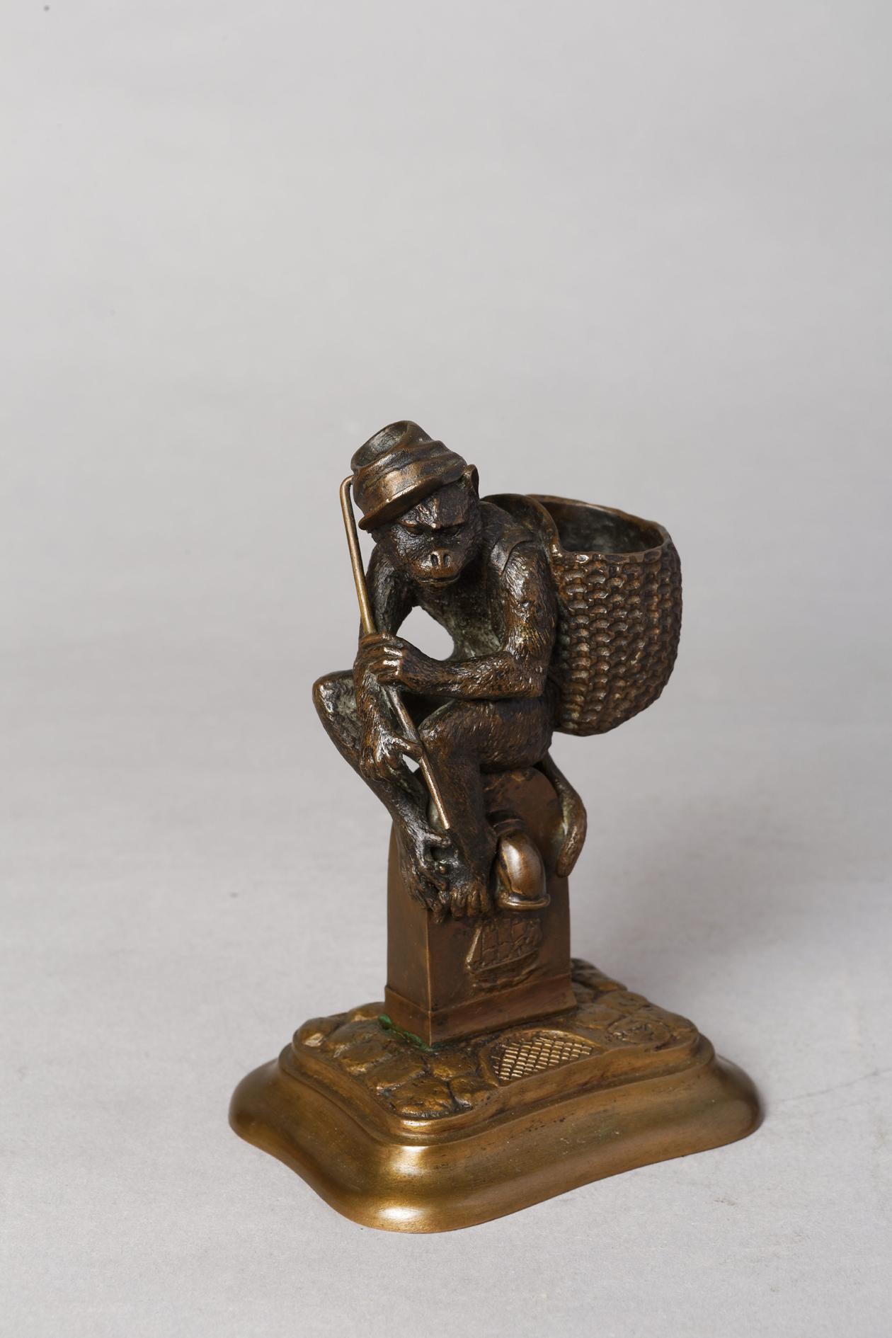 Monkey Match Holder
by Christophe FRATIN (1801-1864)

Bronze with nuanced brown patina
Signed on the base 