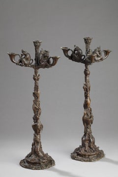Pair of monkey candelabras