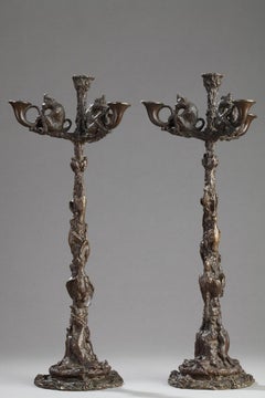 Pair of monkey candelabras
