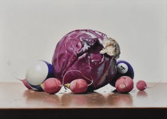 Radicchio with Radishes and Two Imposters, Oil Painting