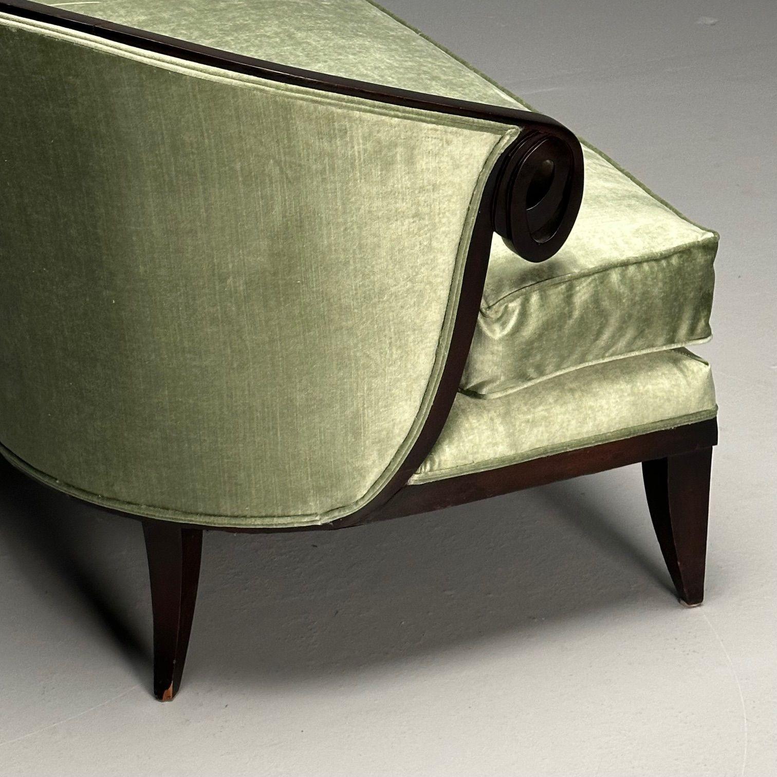 XXIe siècle et contemporain Christopher Guy, Contemporary, Modern Sofa, Mint Green Velvet, Black Wood